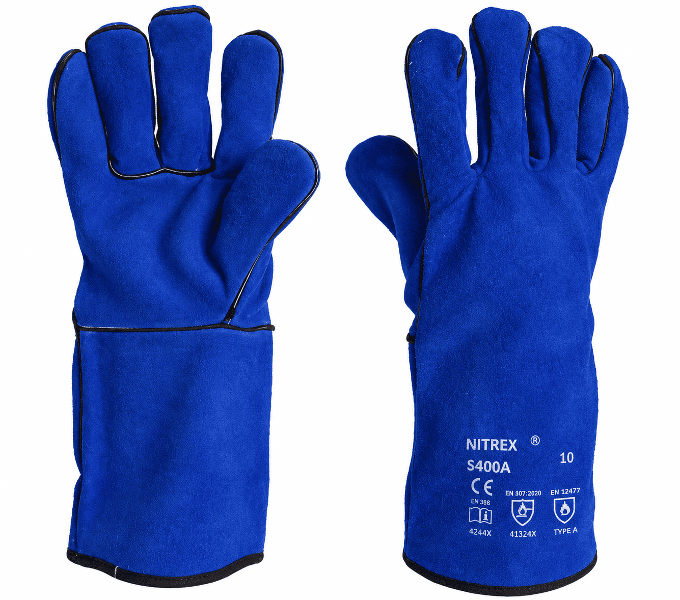 Gants de soudage anti-chaleur bleus Nitrex S400A