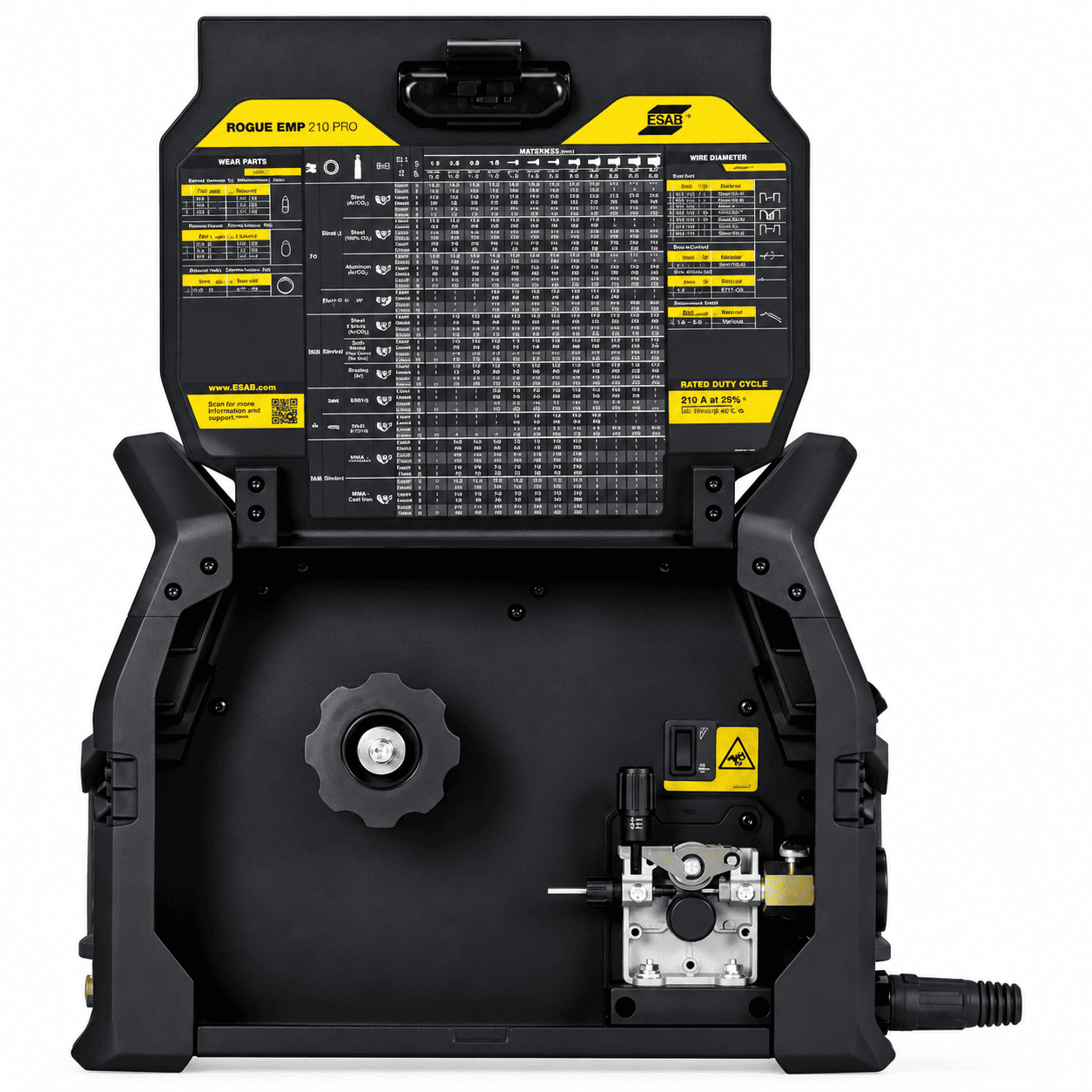 Compartiment intérieur et dévidoir ESAB Rogue EMP 210 PRO